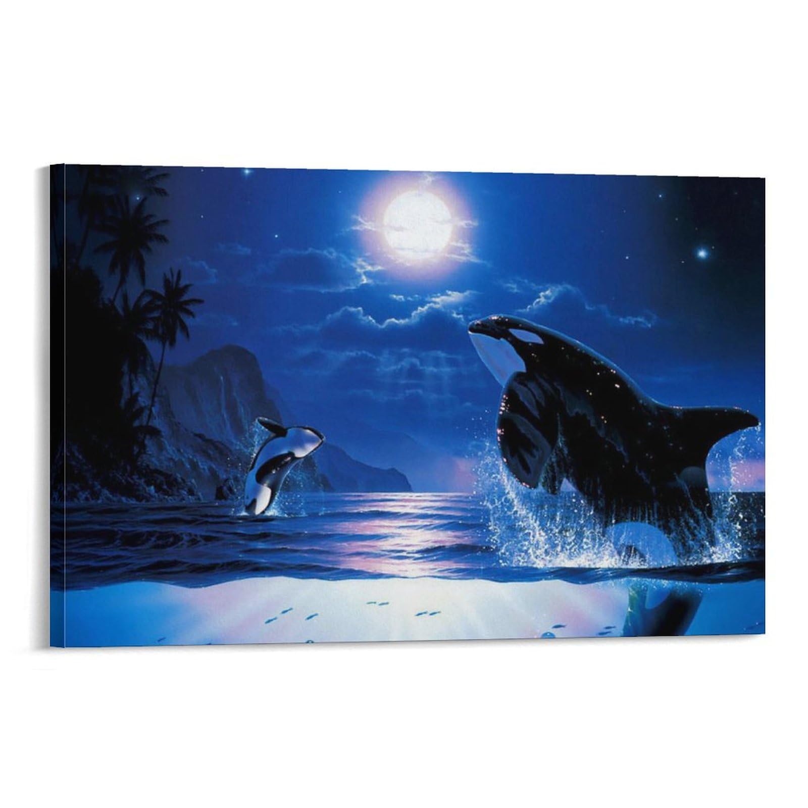 カラフルなクジラの絵画原画　キャンバスアート　現代アート　動物画 真作 絵画 原画 キャンバス 抽象画 現代アート 動物画 クジラ